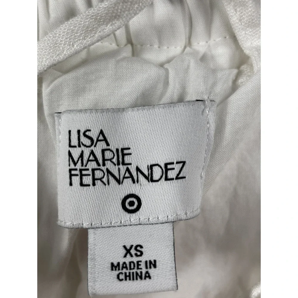 Lisa Marie Fernandez Target Linen Dress XS White Off Shoulder Ric Rac Resort